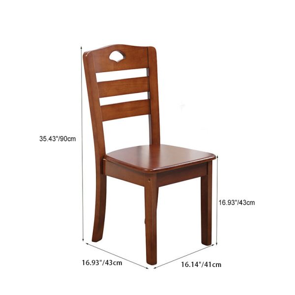 Traditional Chinese Rubber Wood Square Border Dining Chair Backrest For Dining Room - Image 6