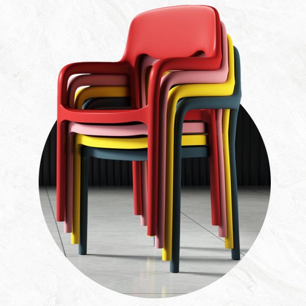 Contemporary Scandinavian PP Square Open-Back Dining Chair Backrest Armrest Stackable For Dining Room - Image 11