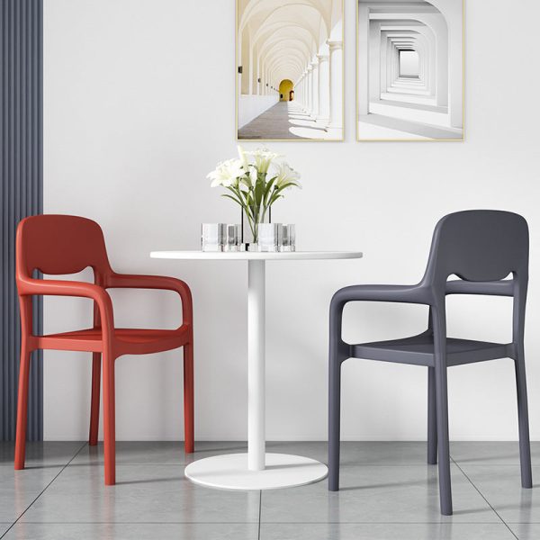 Contemporary Scandinavian PP Square Open-Back Dining Chair Backrest Armrest Stackable For Dining Room - Image 5