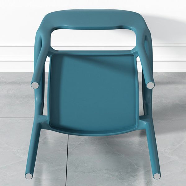 Contemporary Scandinavian PP Square Open-Back Dining Chair Backrest Armrest Stackable For Dining Room - Image 9