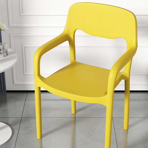 Contemporary Scandinavian PP Square Open-Back Dining Chair Backrest Armrest Stackable For Dining Room - Image 20
