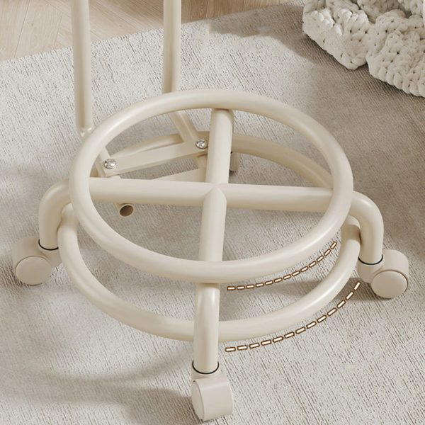 Modern Simplicity Leather Wood Metal Sponge Round Checkered Low Stool Backrest Movable For Living Room - Image 9