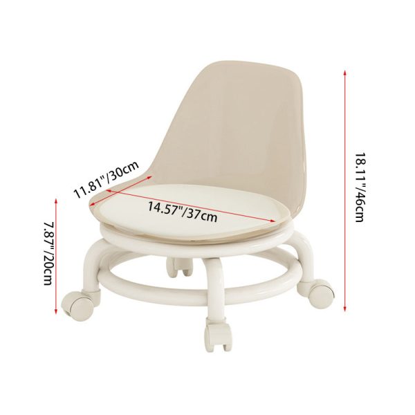 Modern Simplicity Leather Wood Metal Sponge Round Checkered Low Stool Backrest Movable For Living Room - Image 8