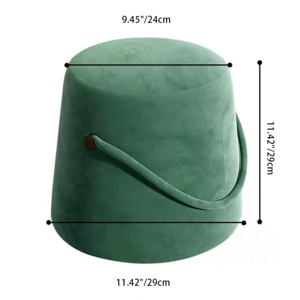 Contemporary Nordic Linen Fabric Wood Sponge Round Cylinder Footstool Portable For Entryways - Image 5