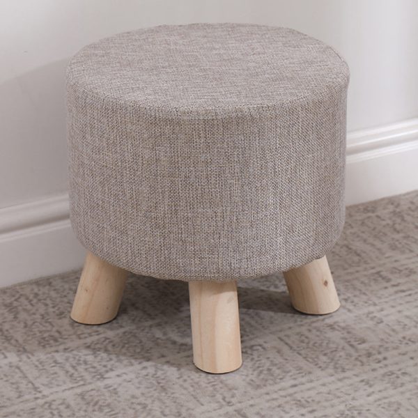 Modern Simplicity Cotton Linen Wood Sponge Round Square Footstool Stackable For Living Room - Image 17