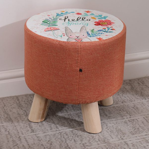 Modern Simplicity Cotton Linen Wood Sponge Round Square Footstool Stackable For Living Room - Image 28