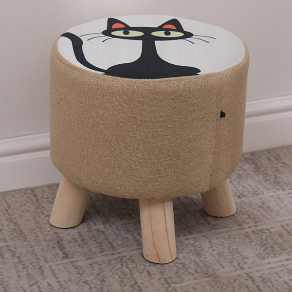 Modern Simplicity Cotton Linen Wood Sponge Round Square Footstool Stackable For Living Room - Image 30