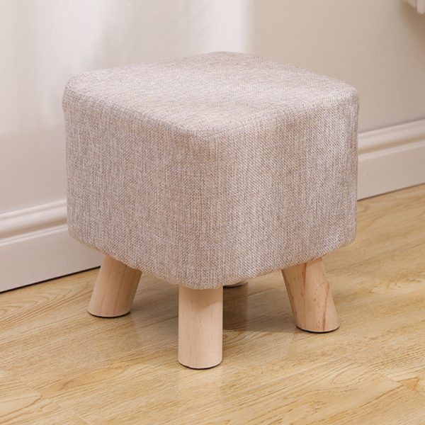 Modern Simplicity Cotton Linen Wood Sponge Round Square Footstool Stackable For Living Room - Image 34