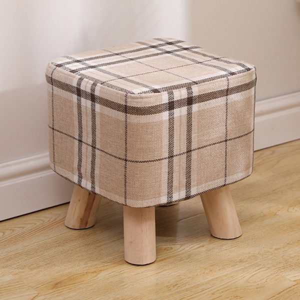 Modern Simplicity Cotton Linen Wood Sponge Round Square Footstool Stackable For Living Room - Image 35