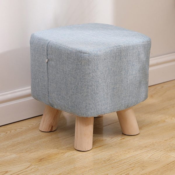 Modern Simplicity Cotton Linen Wood Sponge Round Square Footstool Stackable For Living Room - Image 36