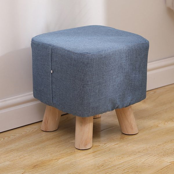 Modern Simplicity Cotton Linen Wood Sponge Round Square Footstool Stackable For Living Room - Image 37