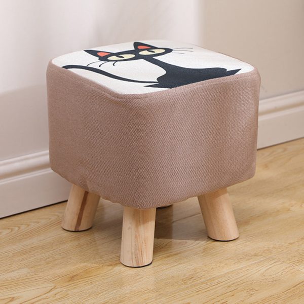 Modern Simplicity Cotton Linen Wood Sponge Round Square Footstool Stackable For Living Room - Image 43