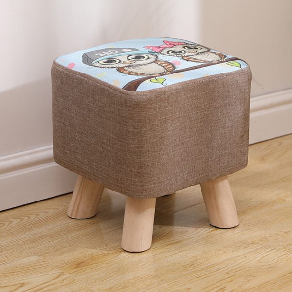 Modern Simplicity Cotton Linen Wood Sponge Round Square Footstool Stackable For Living Room - Image 44