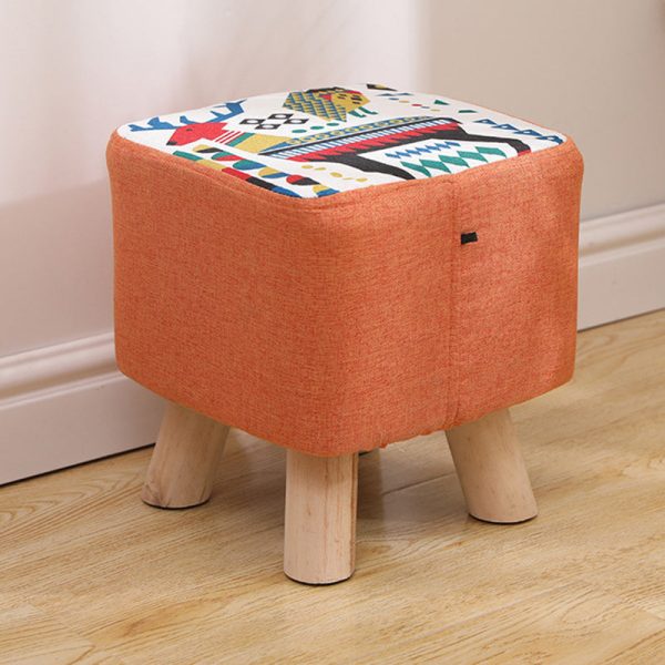 Modern Simplicity Cotton Linen Wood Sponge Round Square Footstool Stackable For Living Room - Image 45