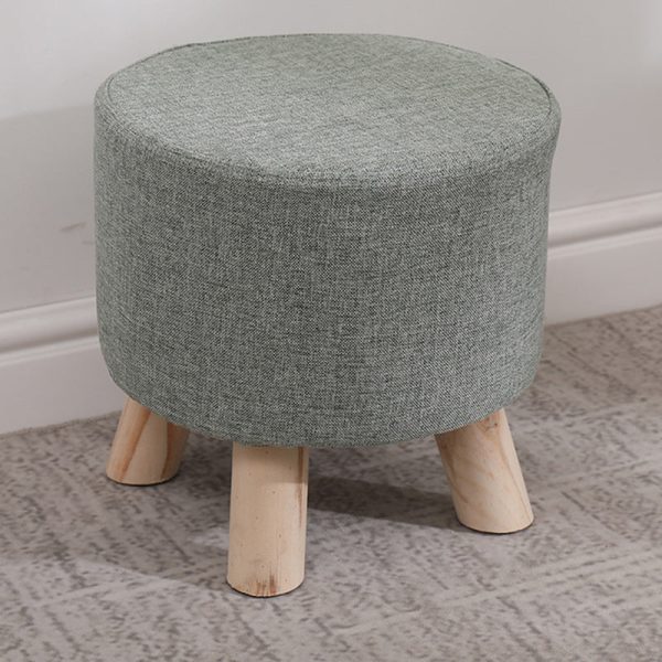 Modern Simplicity Cotton Linen Wood Sponge Round Square Footstool Stackable For Living Room - Image 19