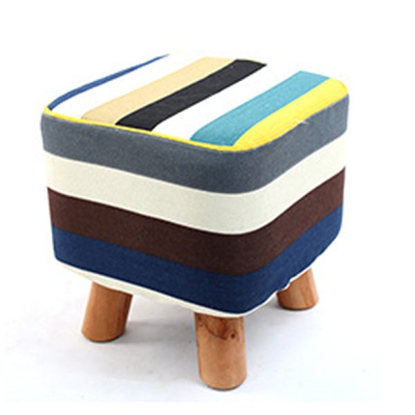 Modern Simplicity Cotton Linen Wood Sponge Round Square Footstool Stackable For Living Room - Image 50