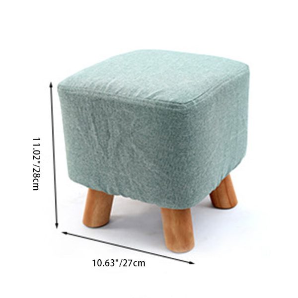 Modern Simplicity Cotton Linen Wood Sponge Round Square Footstool Stackable For Living Room - Image 7