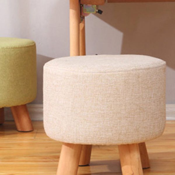 Modern Simplicity Cotton Linen Wood Sponge Round Square Footstool Stackable For Living Room - Image 13