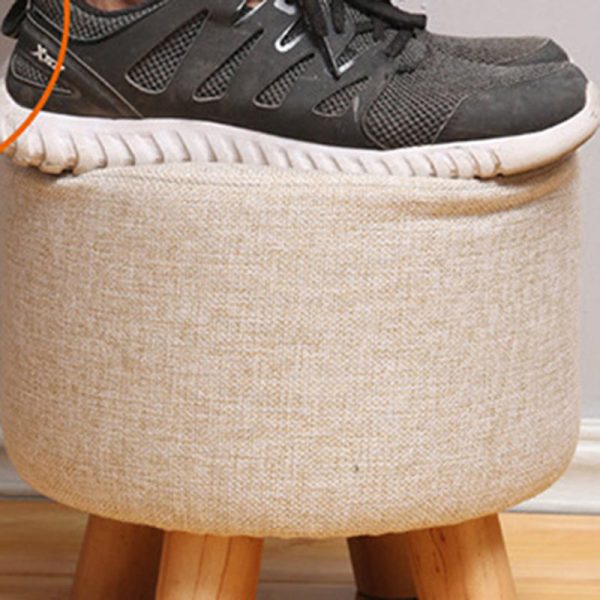 Modern Simplicity Cotton Linen Wood Sponge Round Square Footstool Stackable For Living Room - Image 9