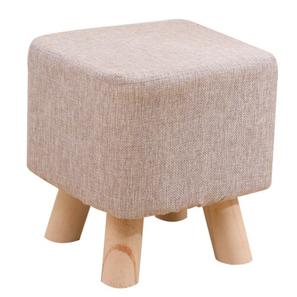 Modern Simplicity Cotton Linen Wood Sponge Round Square Footstool Stackable For Living Room - Image 48