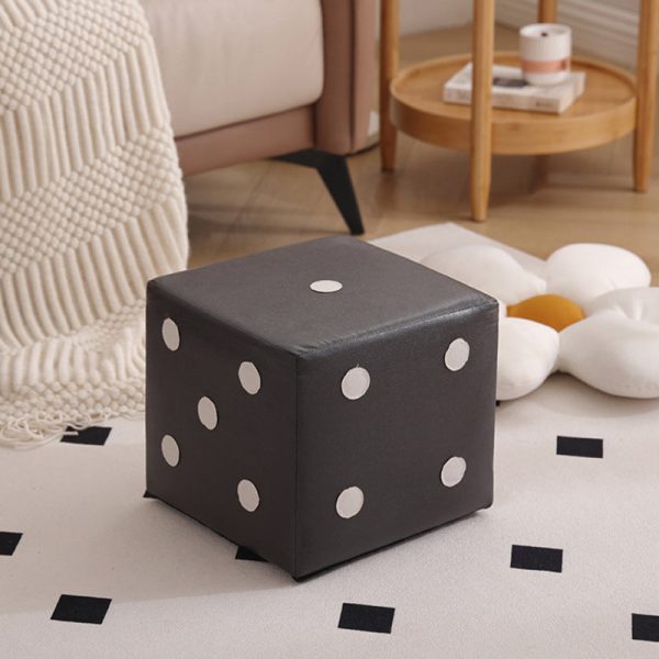 Contemporary Nordic Fabric Teddy Fleece Sponge Wood Dice Square Cubic Footstool Stackable For Living Room - Image 24