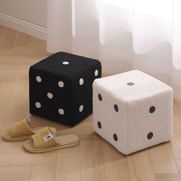 Contemporary Nordic Fabric Teddy Fleece Sponge Wood Dice Square Cubic Footstool Stackable For Living Room - Image 20