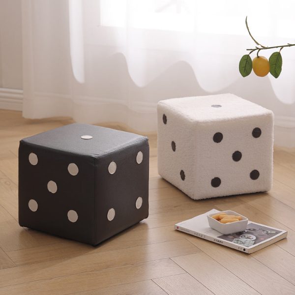 Contemporary Nordic Fabric Teddy Fleece Sponge Wood Dice Square Cubic Footstool Stackable For Living Room - Image 6
