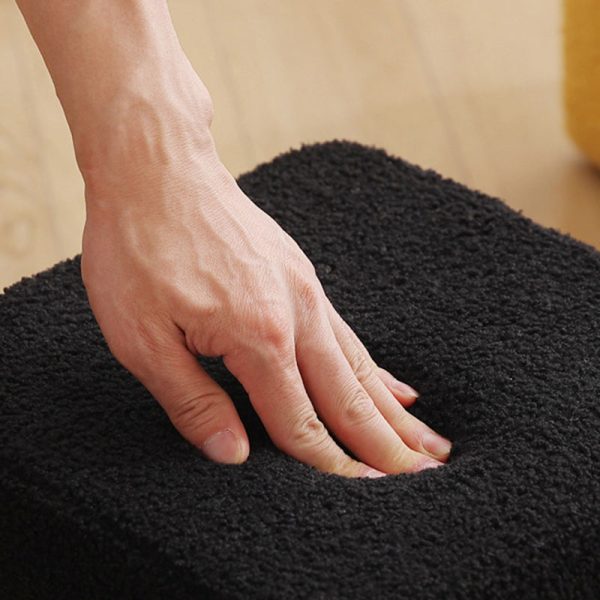 Contemporary Nordic Fabric Teddy Fleece Sponge Wood Dice Square Cubic Footstool Stackable For Living Room - Image 8
