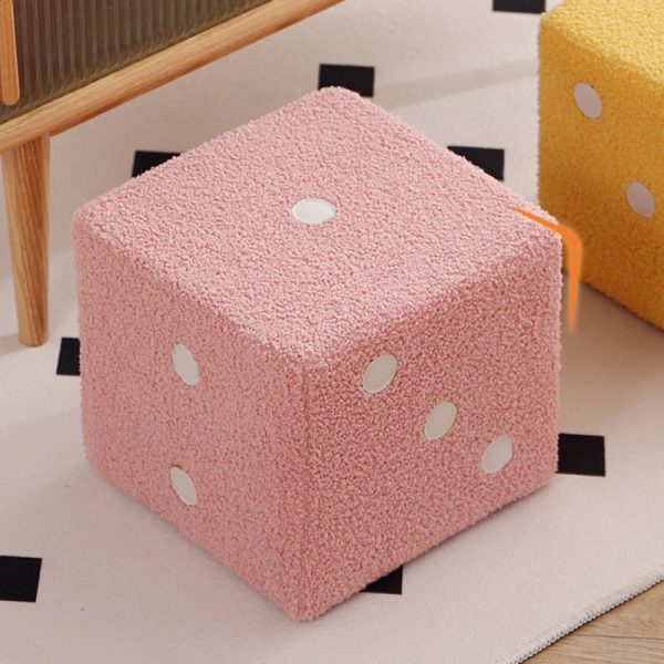 Contemporary Nordic Fabric Teddy Fleece Sponge Wood Dice Square Cubic Footstool Stackable For Living Room - Image 12
