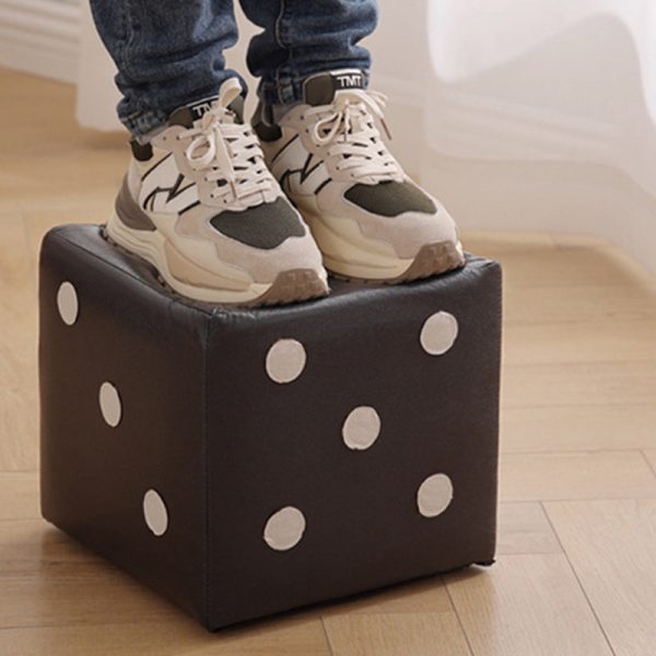 Contemporary Nordic Fabric Teddy Fleece Sponge Wood Dice Square Cubic Footstool Stackable For Living Room - Image 11