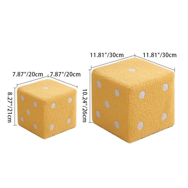 Contemporary Nordic Fabric Teddy Fleece Sponge Wood Dice Square Cubic Footstool Stackable For Living Room - Image 7