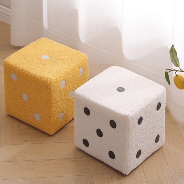 Contemporary Nordic Fabric Teddy Fleece Sponge Wood Dice Square Cubic Footstool Stackable For Living Room - Image 18