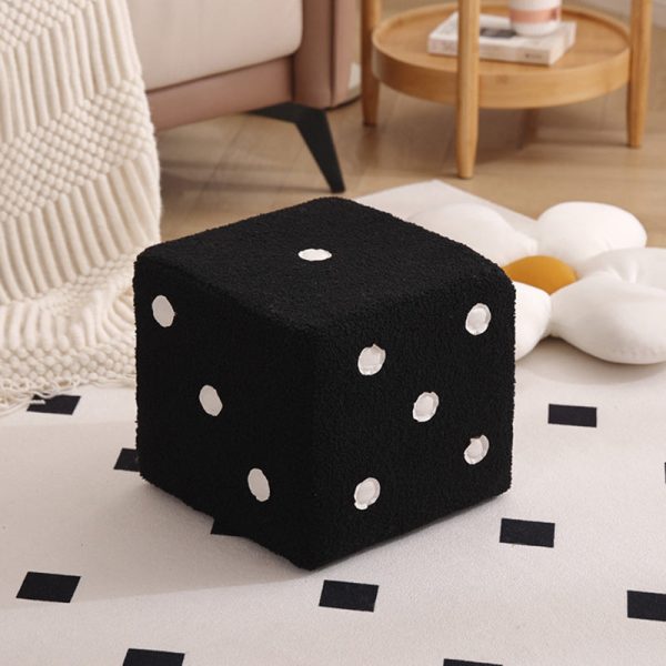 Contemporary Nordic Fabric Teddy Fleece Sponge Wood Dice Square Cubic Footstool Stackable For Living Room - Image 26
