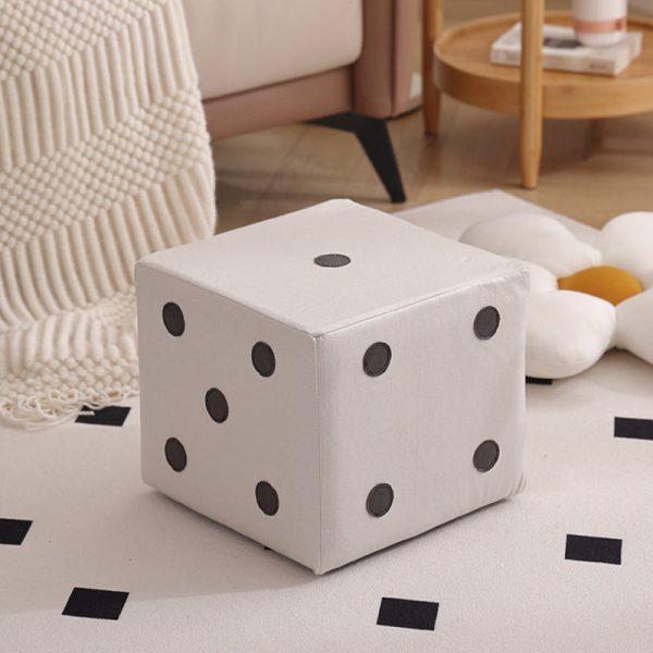 Contemporary Nordic Fabric Teddy Fleece Sponge Wood Dice Square Cubic Footstool Stackable For Living Room - Image 27