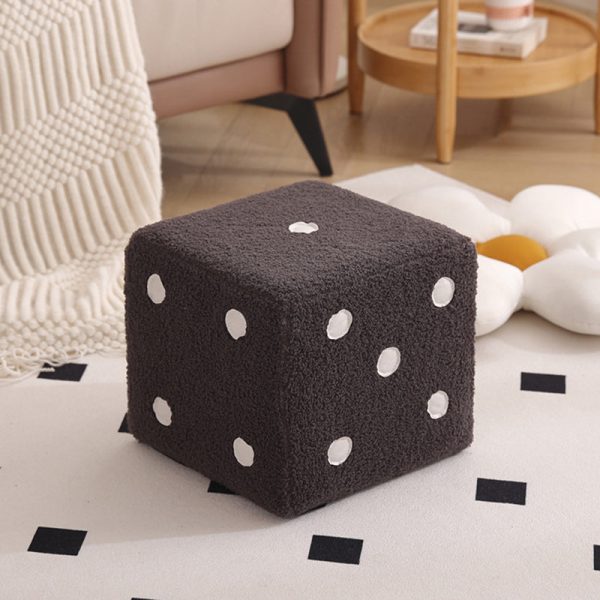 Contemporary Nordic Fabric Teddy Fleece Sponge Wood Dice Square Cubic Footstool Stackable For Living Room - Image 28