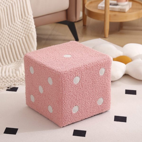 Contemporary Nordic Fabric Teddy Fleece Sponge Wood Dice Square Cubic Footstool Stackable For Living Room - Image 29