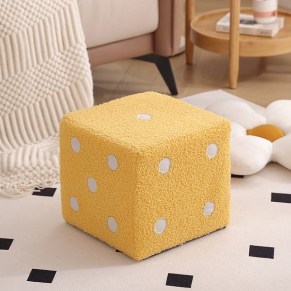 Contemporary Nordic Fabric Teddy Fleece Sponge Wood Dice Square Cubic Footstool Stackable For Living Room - Image 30