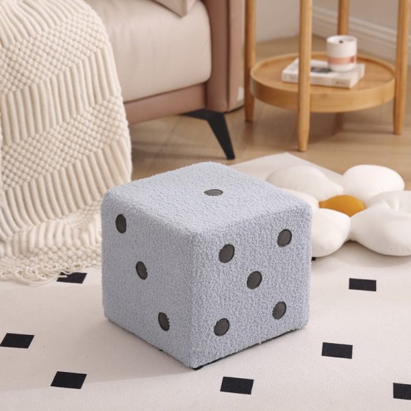 Contemporary Nordic Fabric Teddy Fleece Sponge Wood Dice Square Cubic Footstool Stackable For Living Room - Image 31