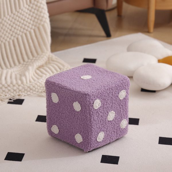 Contemporary Nordic Fabric Teddy Fleece Sponge Wood Dice Square Cubic Footstool Stackable For Living Room - Image 32