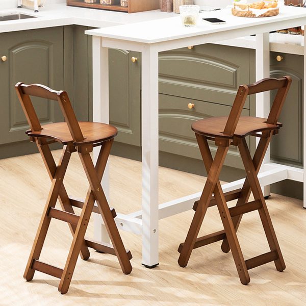 Modern Simplicity Bamboo Round Bar Stool Backrest Footrest Foldable For Kitchen - Image 4