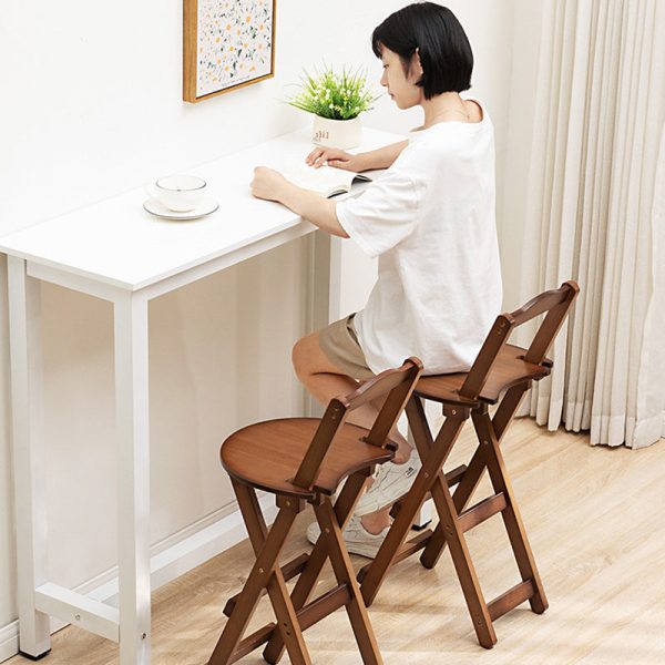 Modern Simplicity Bamboo Round Bar Stool Backrest Footrest Foldable For Kitchen - Image 29