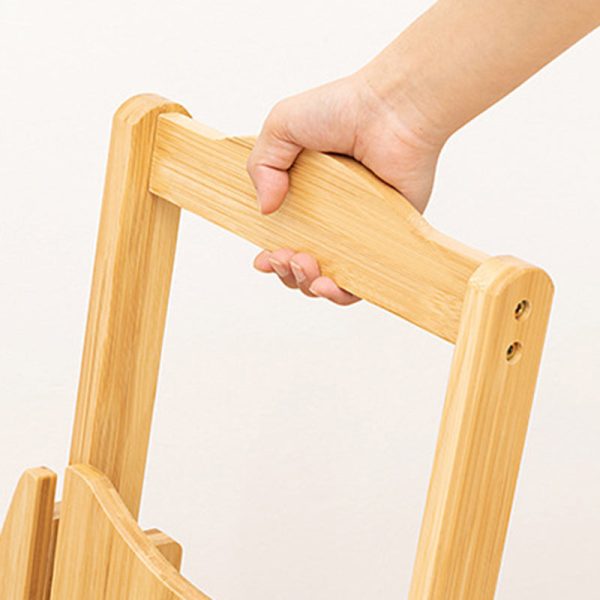 Modern Simplicity Bamboo Round Bar Stool Backrest Footrest Foldable For Kitchen - Image 9