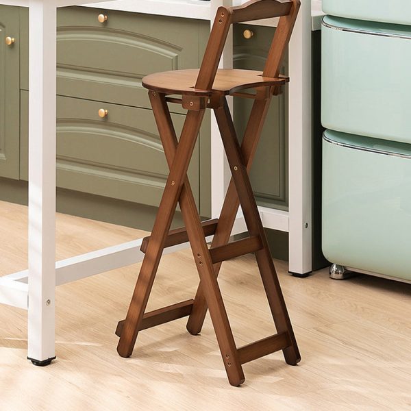 Modern Simplicity Bamboo Round Bar Stool Backrest Footrest Foldable For Kitchen - Image 22