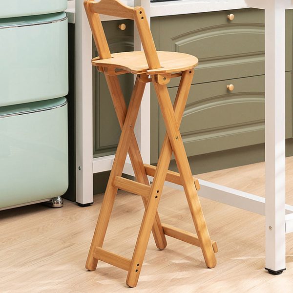 Modern Simplicity Bamboo Round Bar Stool Backrest Footrest Foldable For Kitchen - Image 24