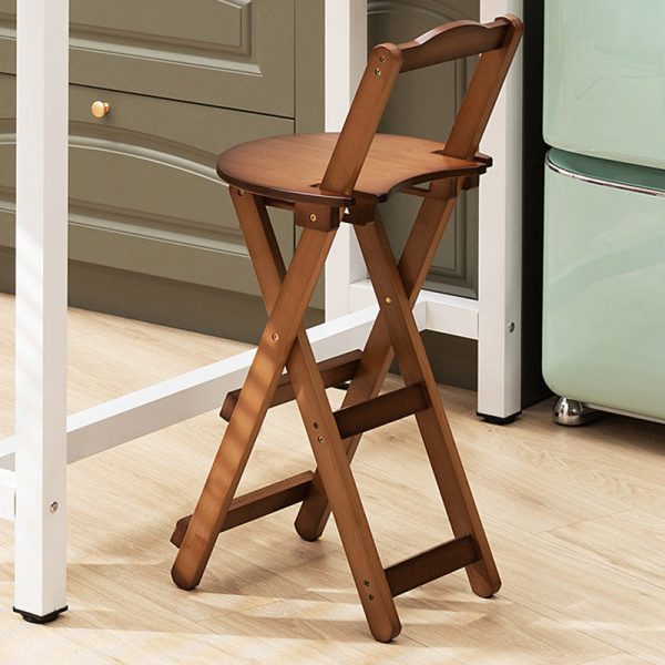 Modern Simplicity Bamboo Round Bar Stool Backrest Footrest Foldable For Kitchen - Image 21