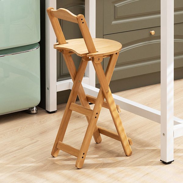 Modern Simplicity Bamboo Round Bar Stool Backrest Footrest Foldable For Kitchen - Image 23