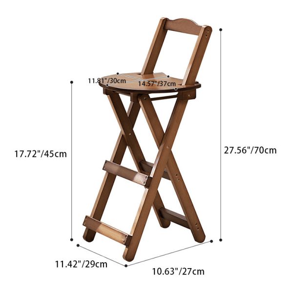 Modern Simplicity Bamboo Round Bar Stool Backrest Footrest Foldable For Kitchen - Image 5
