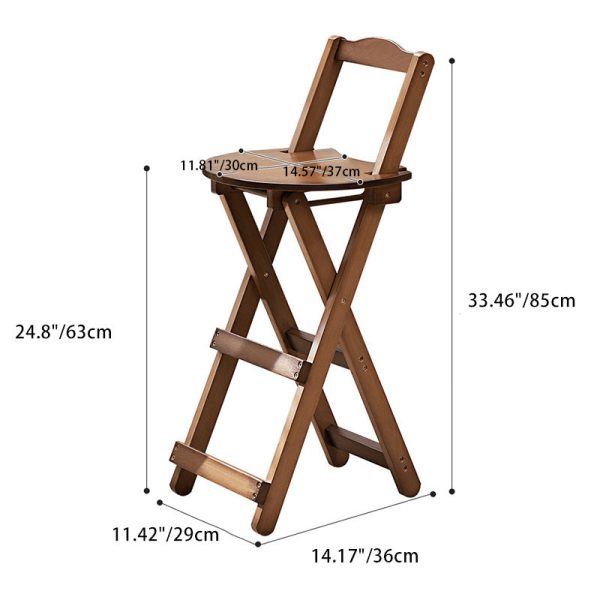 Modern Simplicity Bamboo Round Bar Stool Backrest Footrest Foldable For Kitchen - Image 6