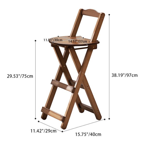 Modern Simplicity Bamboo Round Bar Stool Backrest Footrest Foldable For Kitchen - Image 7