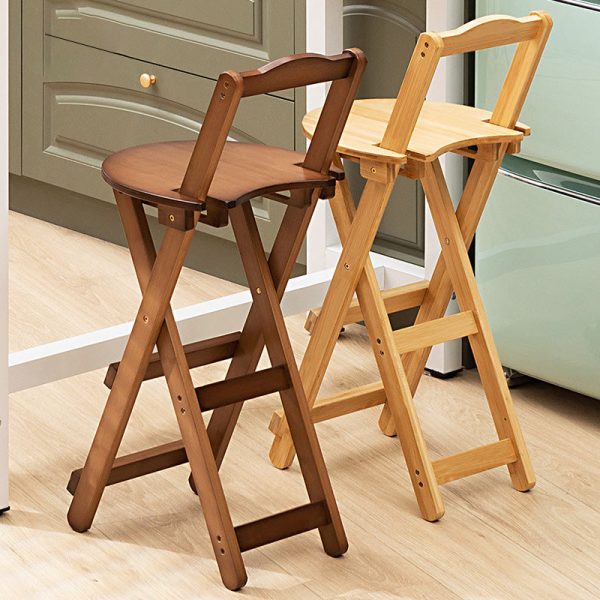 Modern Simplicity Bamboo Round Bar Stool Backrest Footrest Foldable For Kitchen - Image 19